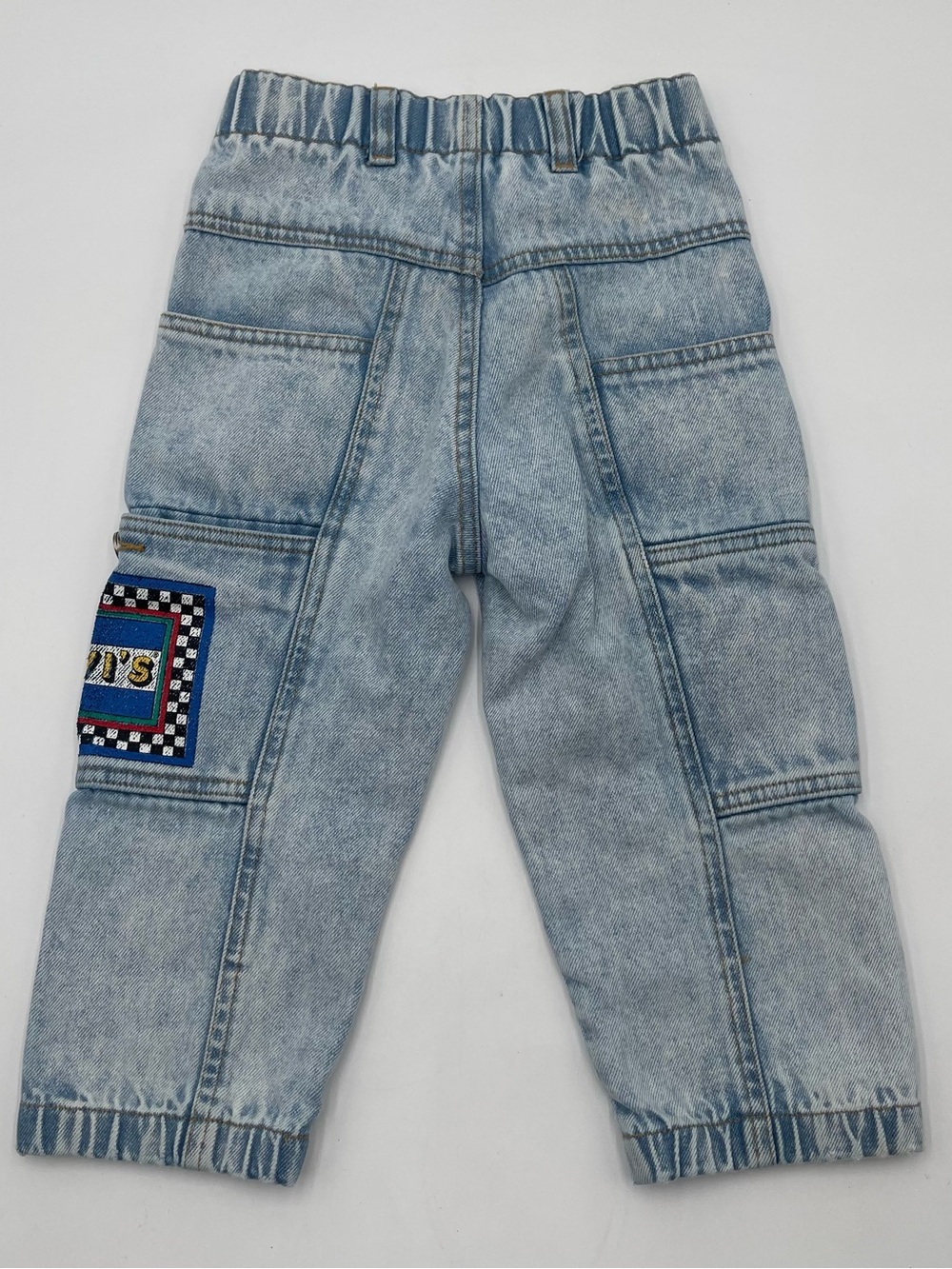 Vintage 80s 90s Little Levis Denim Jeans Kids Toddler Size 3T Cargo Checkered - Picture 4 of 12